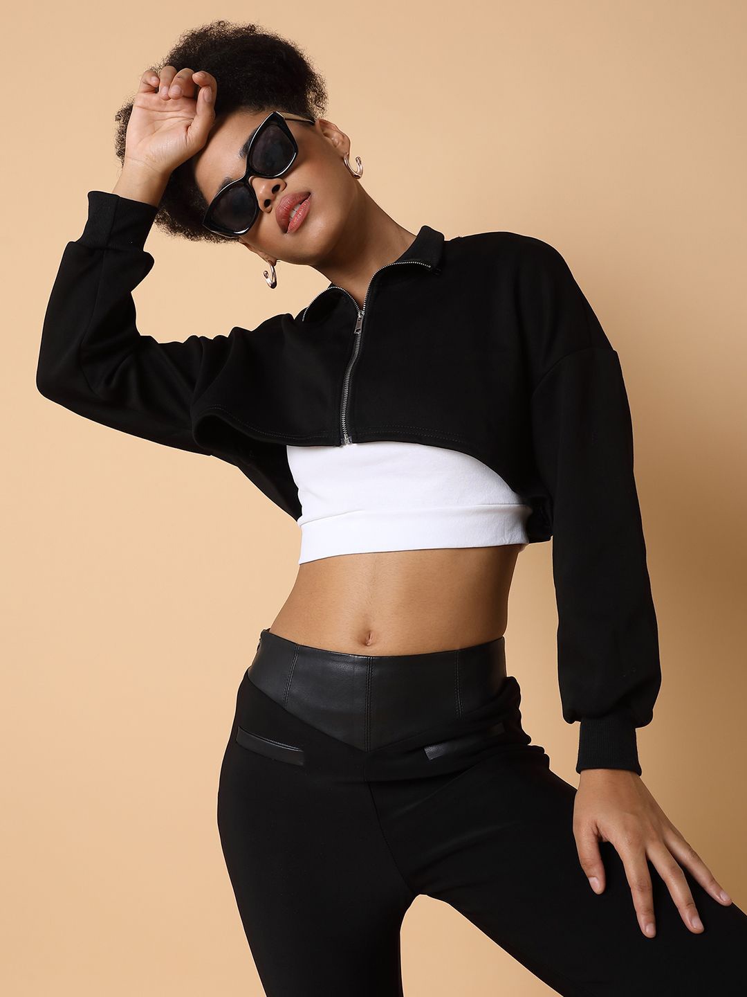 

SHOWOFF Cotton Crop Top, Black