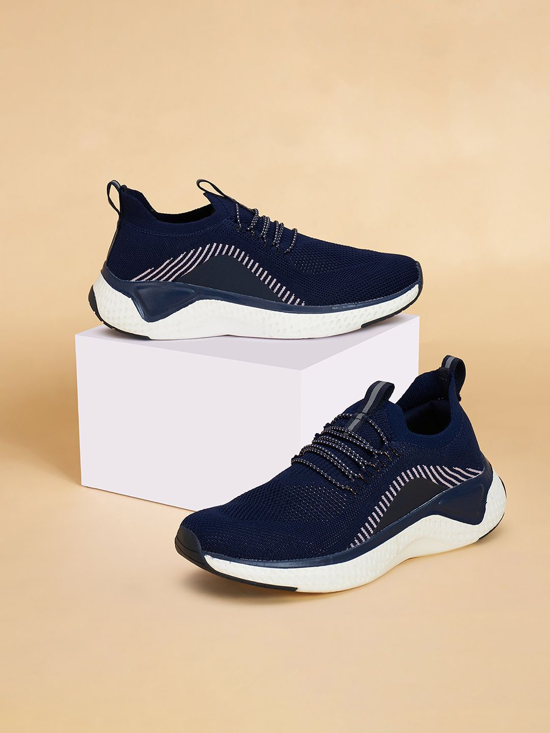 

Forever Glam by Pantaloons Women Textile Lace-Ups Walking Shoes, Navy blue