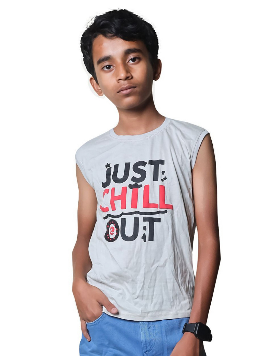 

BAESD Boys Typography Printed Extended Sleeves Pockets T-shirt, Grey