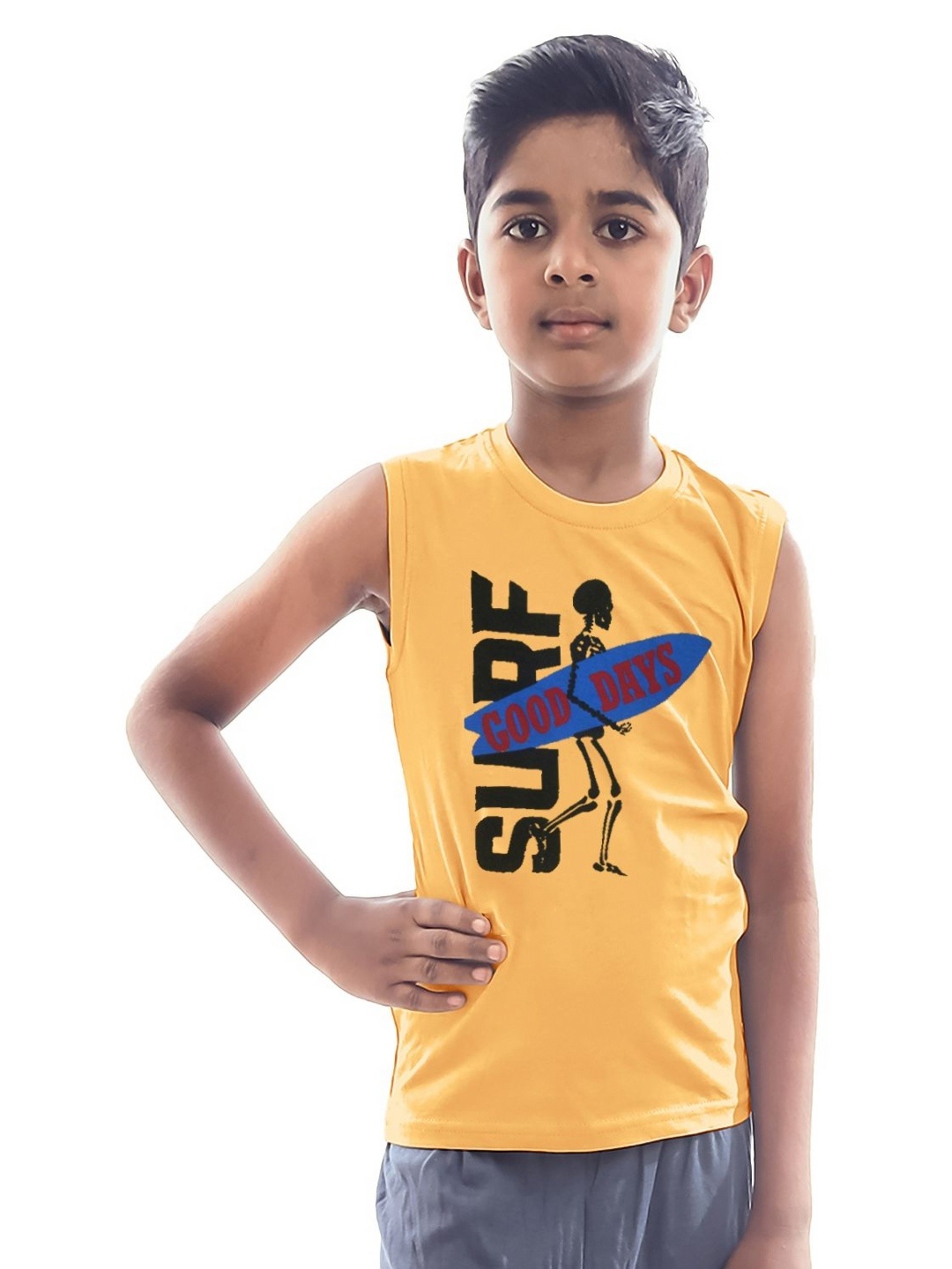 

BAESD Boys Typography Printed Round Neck T-shirt, Yellow