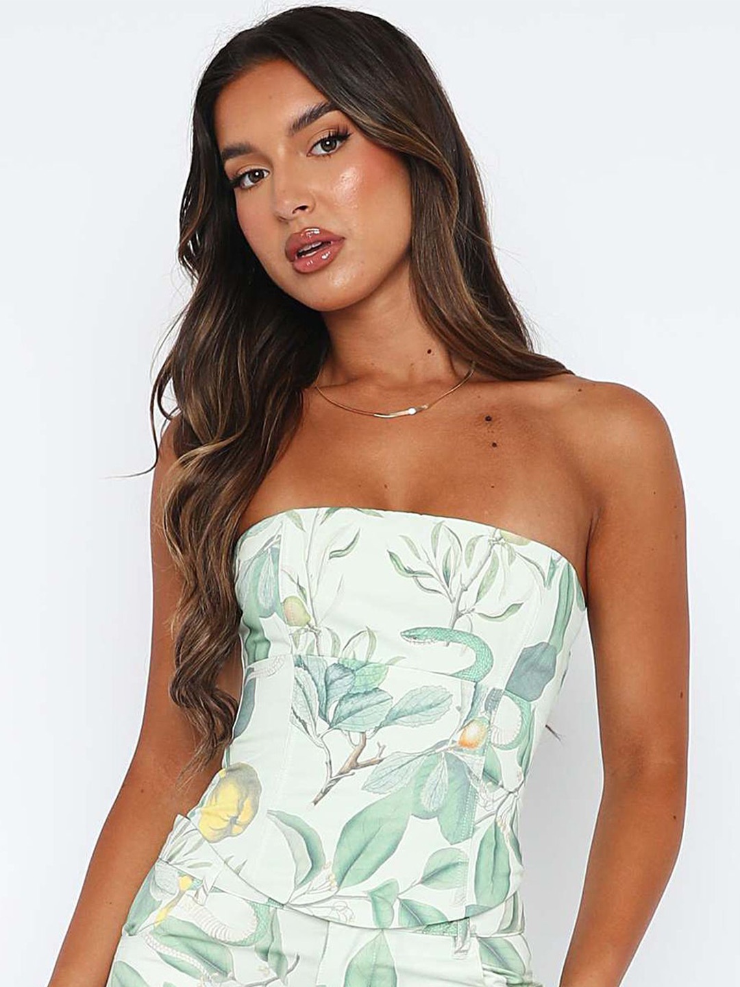 

LULU & SKY Floral Print Tube Top, Green