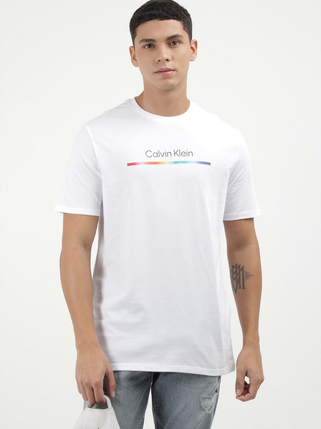 

Calvin Klein Jeans Men Typography Printed T-shirt, White