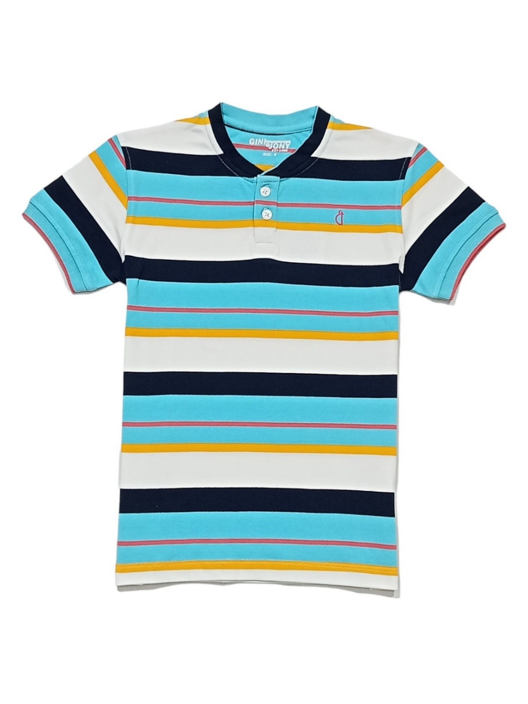 

Gini and Jony Boys Striped Polo Collar Applique T-shirt, Blue