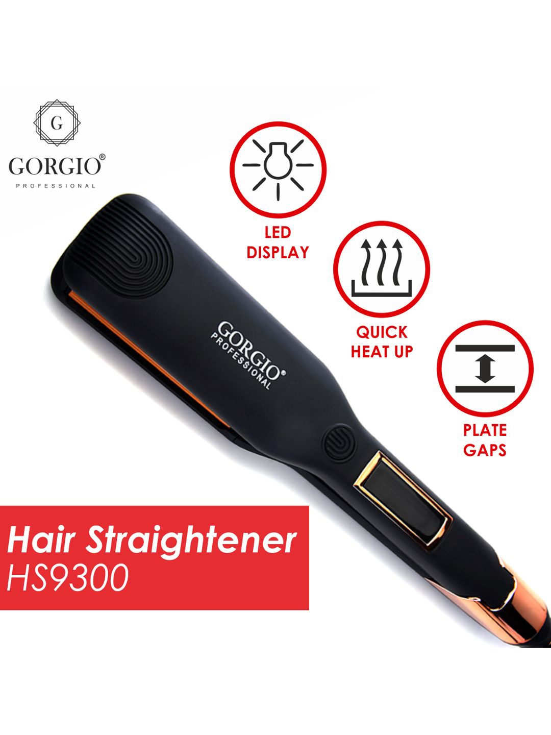 

GORGIO PROFESSIONAL Hair Straightener HS78, Black