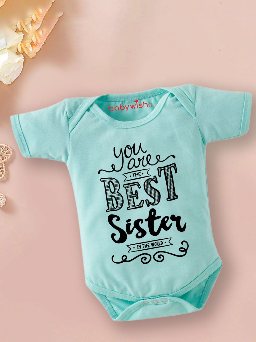 

Babywish Infants Printed Cotton Bodysuit, Sea green
