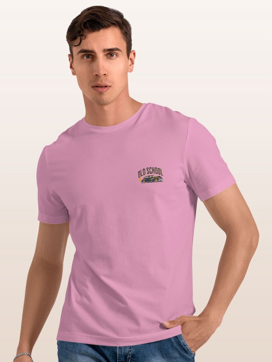 

macmerise Men Applique T-shirt, Pink