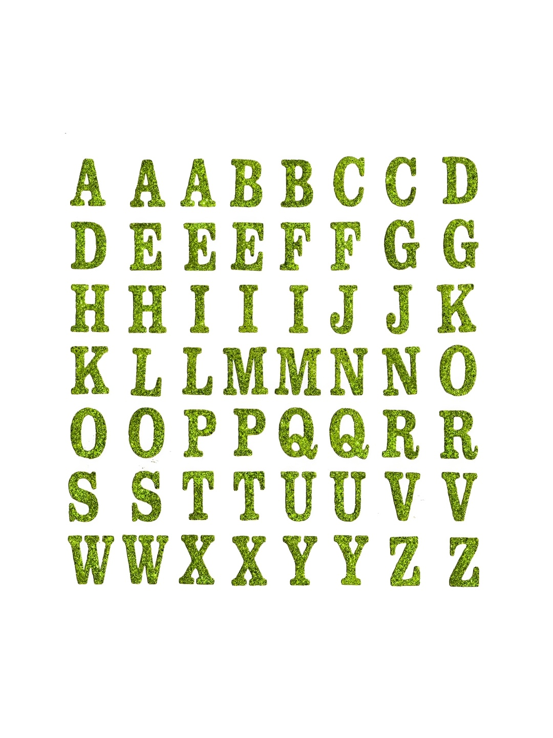 

Comet Busters Green & White Printed Self-Adhesive Uppercase Glitter Alphabet Stickers