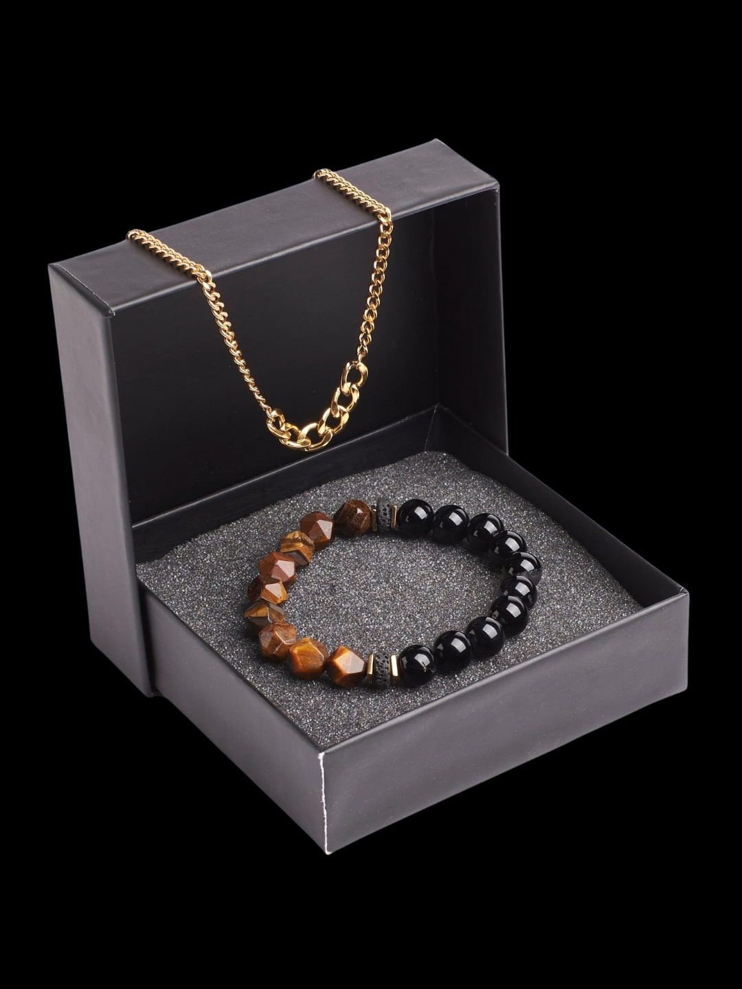 

SALTY Men Stainless Steel Pendant and Bracelet Jewellery Gift Set, Gold