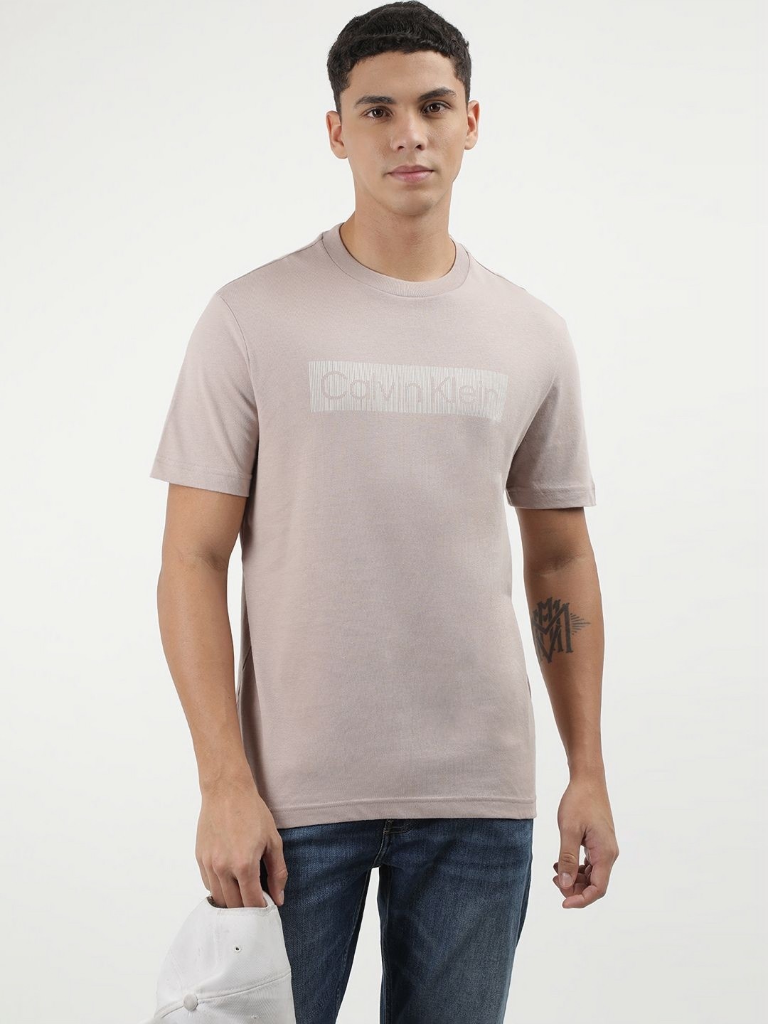 

Calvin Klein Jeans Men Typography T-shirt, Beige