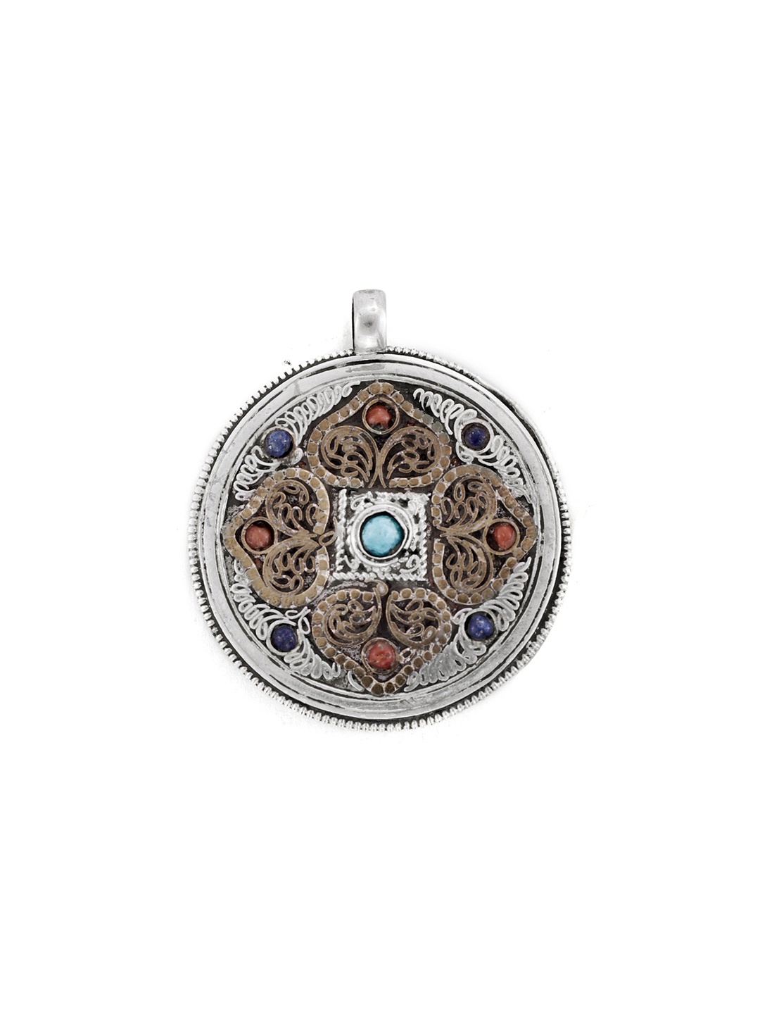 

Exotic India Sterling Silver Mandala with Filigree Pendant