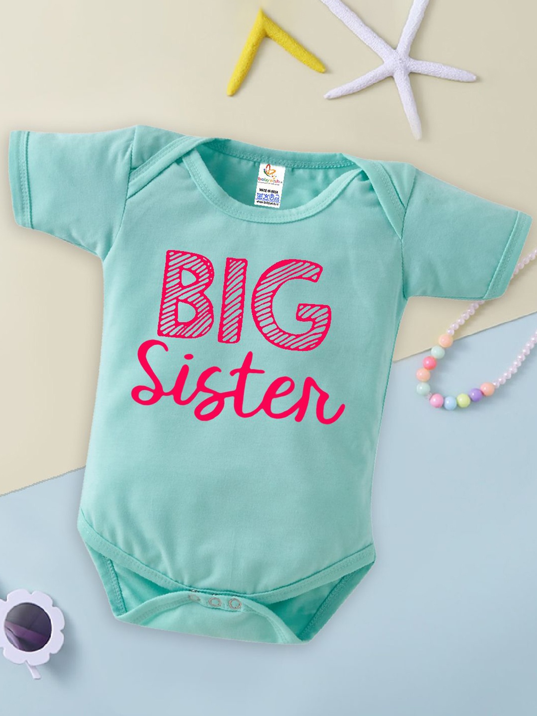 

Babywish Infants Printed Cotton Bodysuit, Sea green