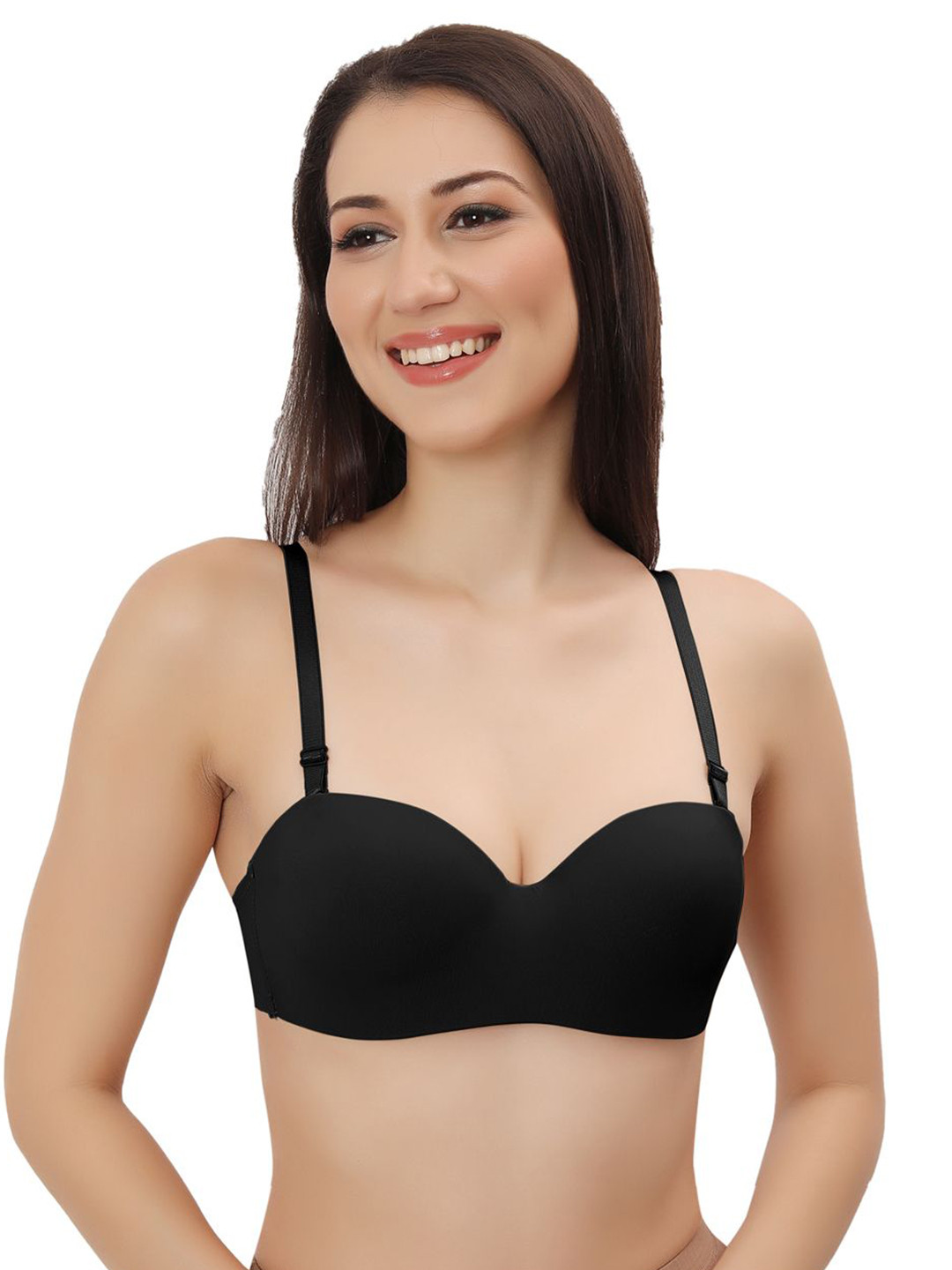 

Bella Voste Medium Coverage Underwired Dry Fit Removable Padding Balconette Bra, Black