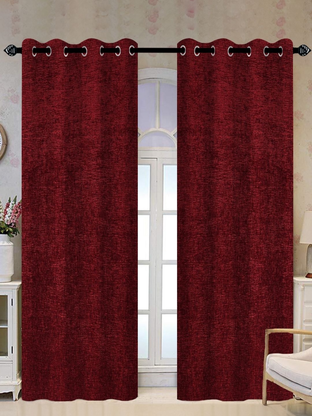 

Tesmare Maroon Room Darkening Door Curtain