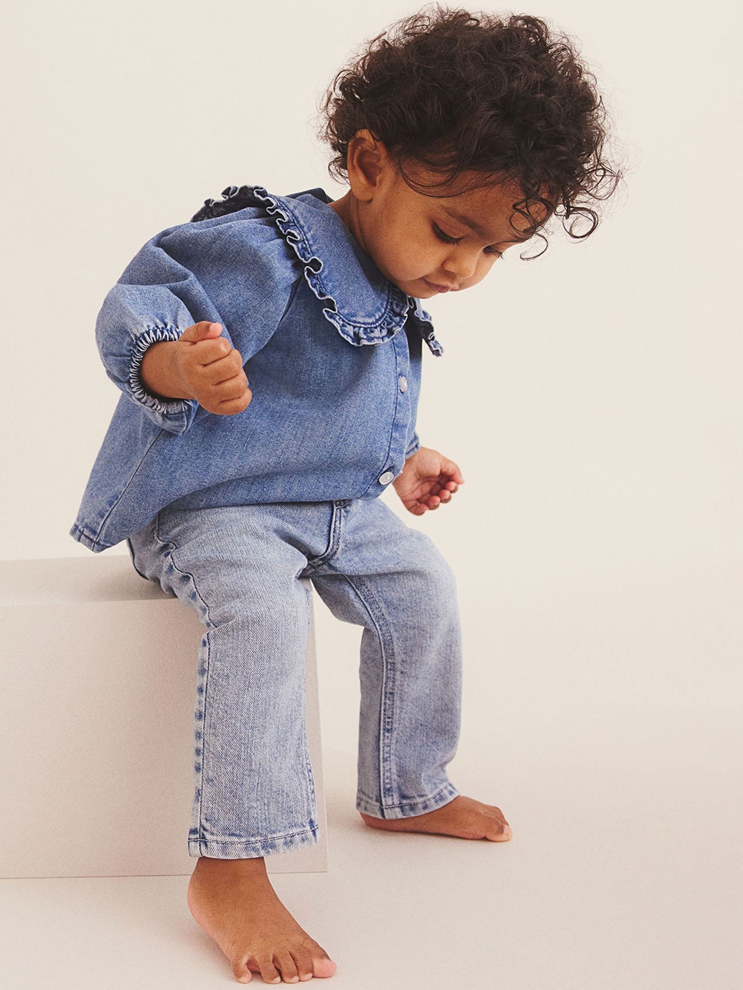 

H&M Infants Girls Heart-Pocket Jeans, Blue