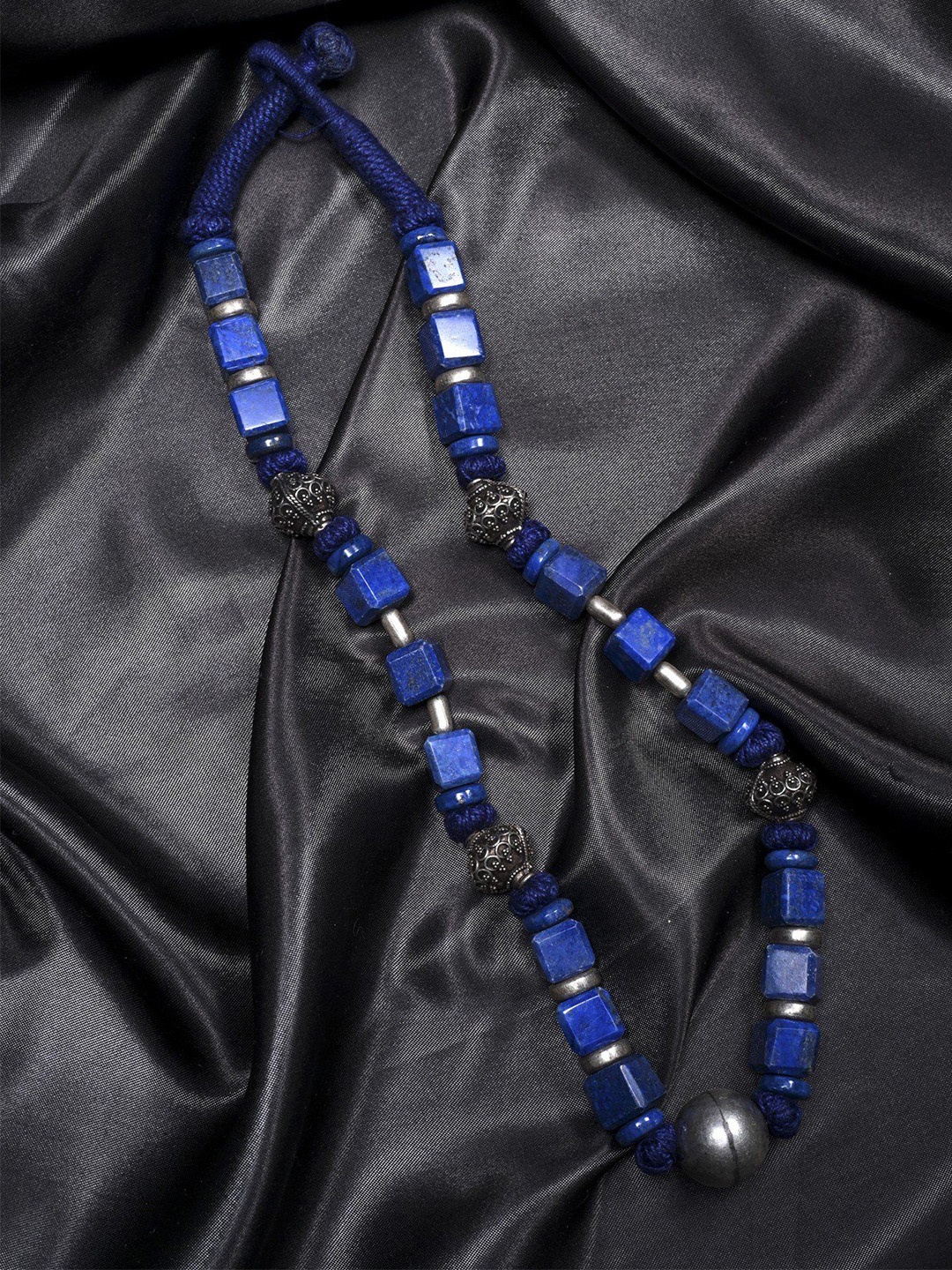 

Exotic India Lapis Lazuli Gemstone Sterling Silver Necklace