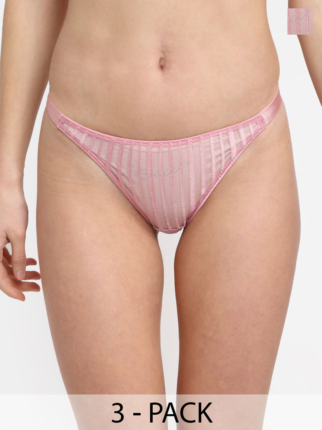 

EROTISSCH Women Pack Of 3 Low Rise Thongs Briefs, Pink