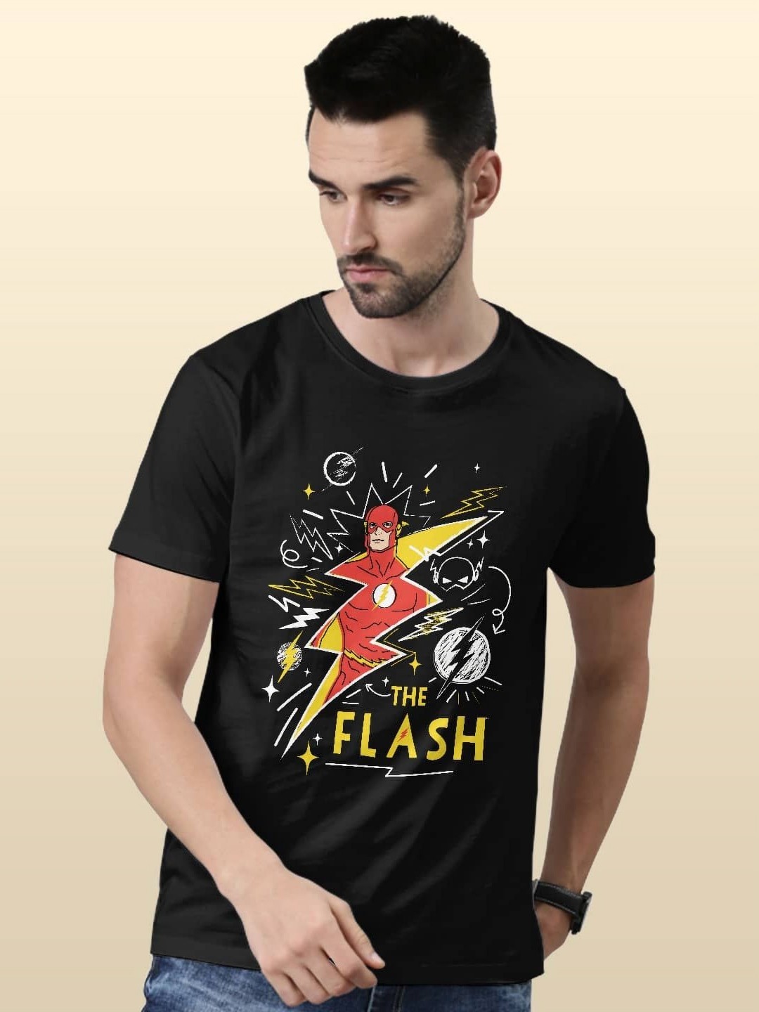 

macmerise Men Printed Raw Edge T-shirt, Black