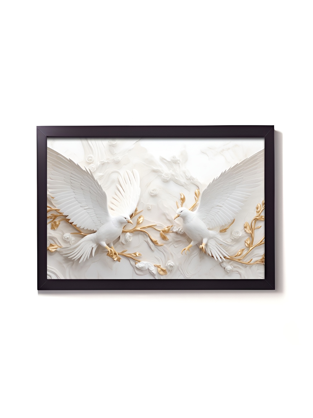 

RANDOM White & Gold-Toned Abstract Painting Wall Art