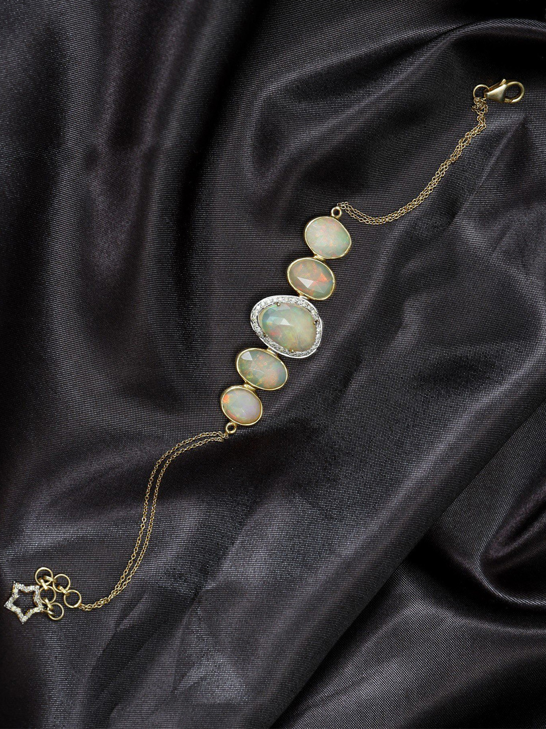 

Exotic India Ethiopian Opal Stone Sterling Silver Bracelet