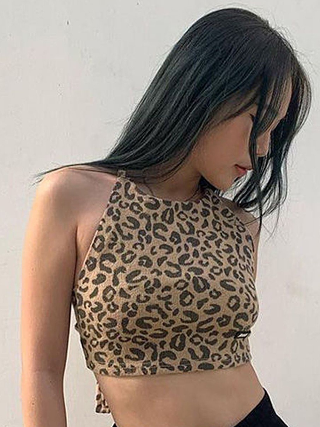 

LULU & SKY Animal Print Crop Top, Brown