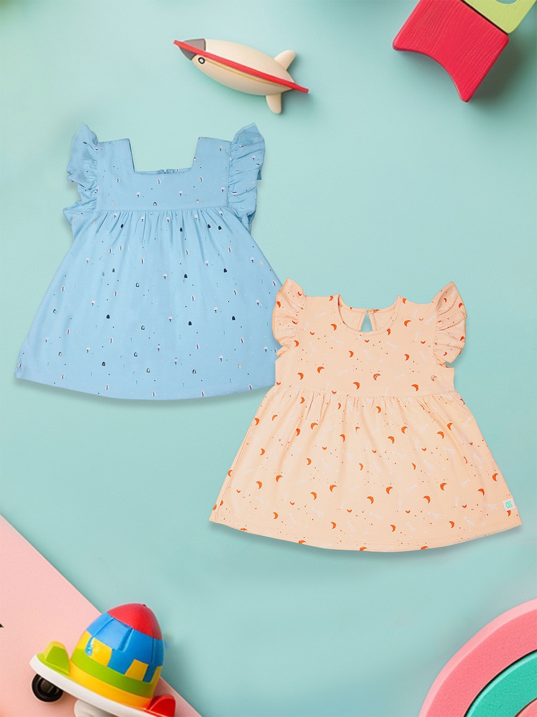 

Kidbea Polka Dot Print Flutter Sleeve Fit & Flare Dress, Multi