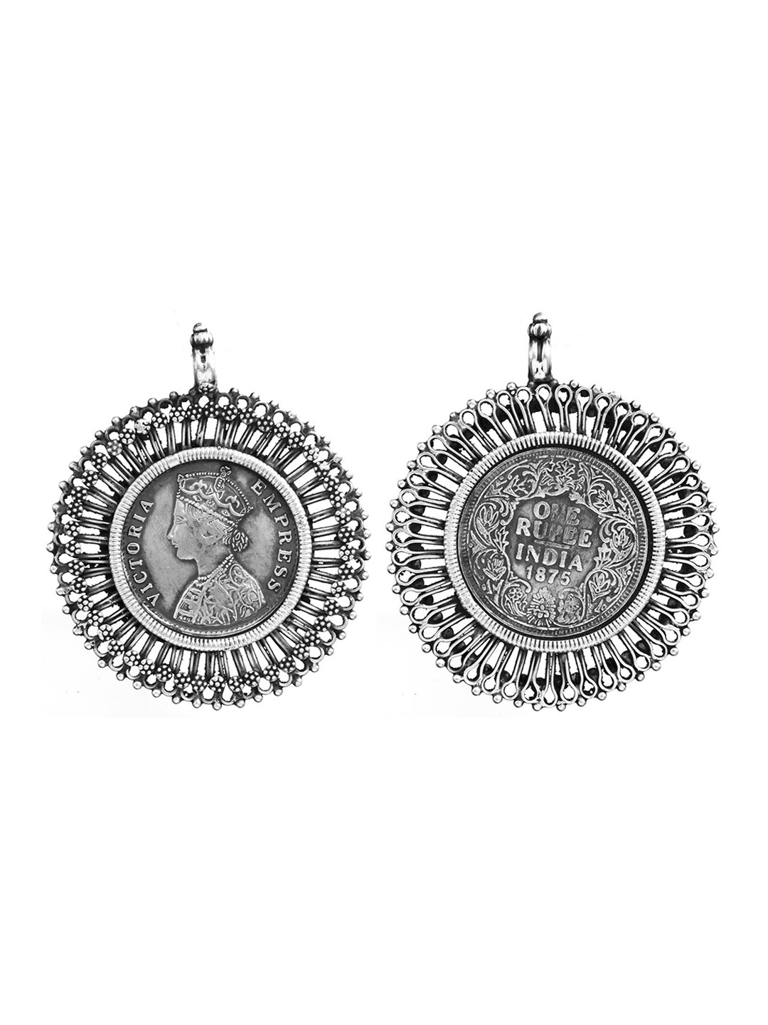

Exotic India Empress Victoria Double-Sided Coin Pendant, Silver