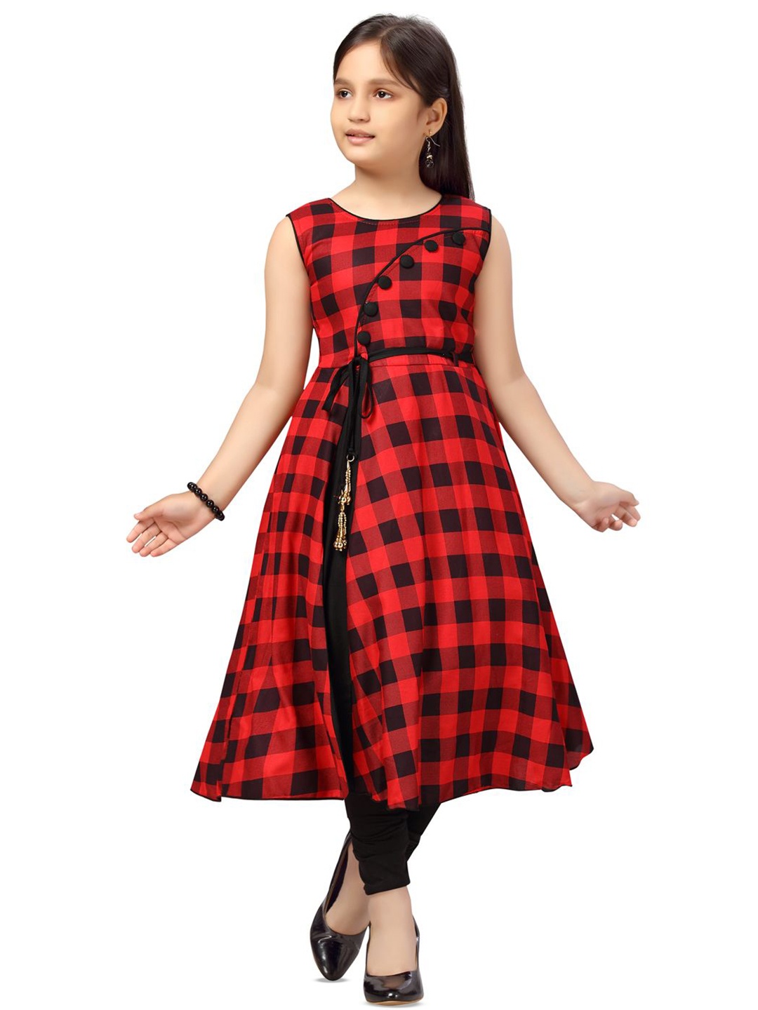 

BAESD Girls Checked Tunic with Leggings, Red