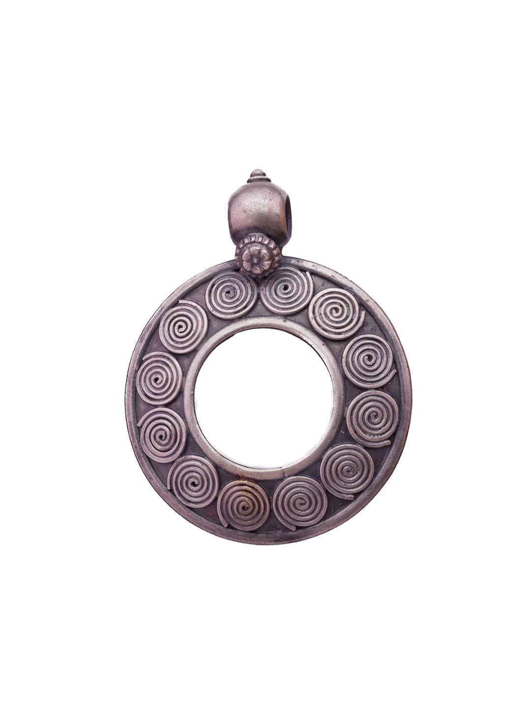 

Exotic India Sterling Silver Spiral Donut Pendant