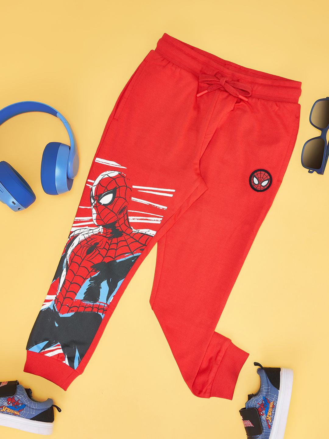 

Pantaloons Junior Boys Printed Cotton Joggers, Red