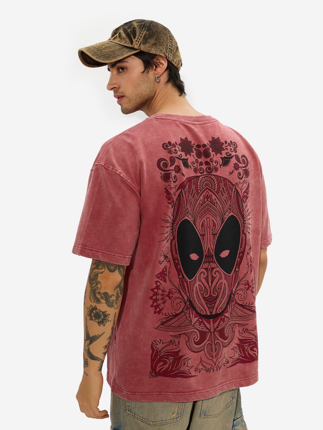 

The Souled Store Men Graphic Printed Round Neck Cotton Oversized T-Shirt, Red