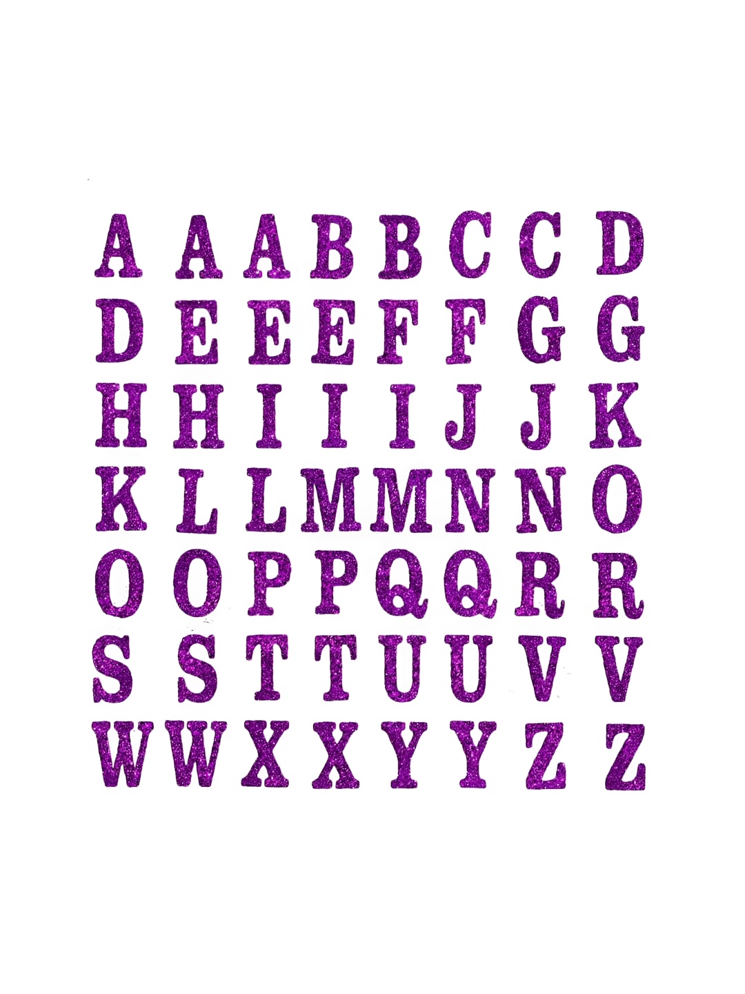 

Comet Busters Purple & White Printed Self-Adhesive Uppercase Glitter Alphabet Stickers