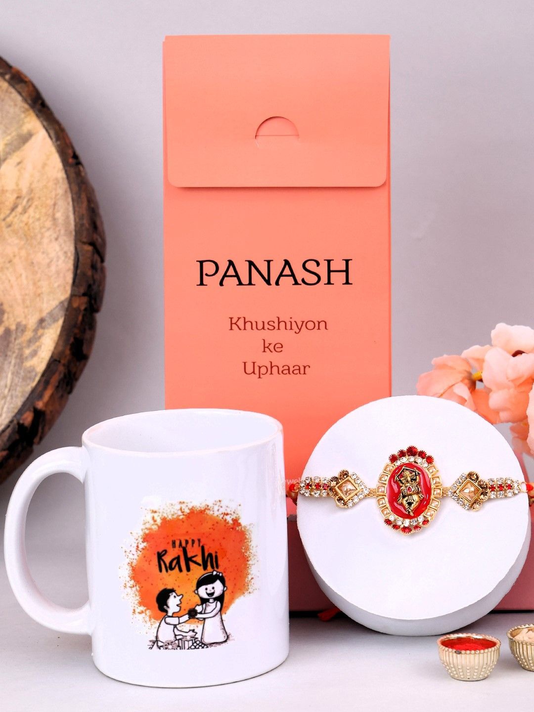 

PANASH Rakhi With Mug Gift Set, Gold