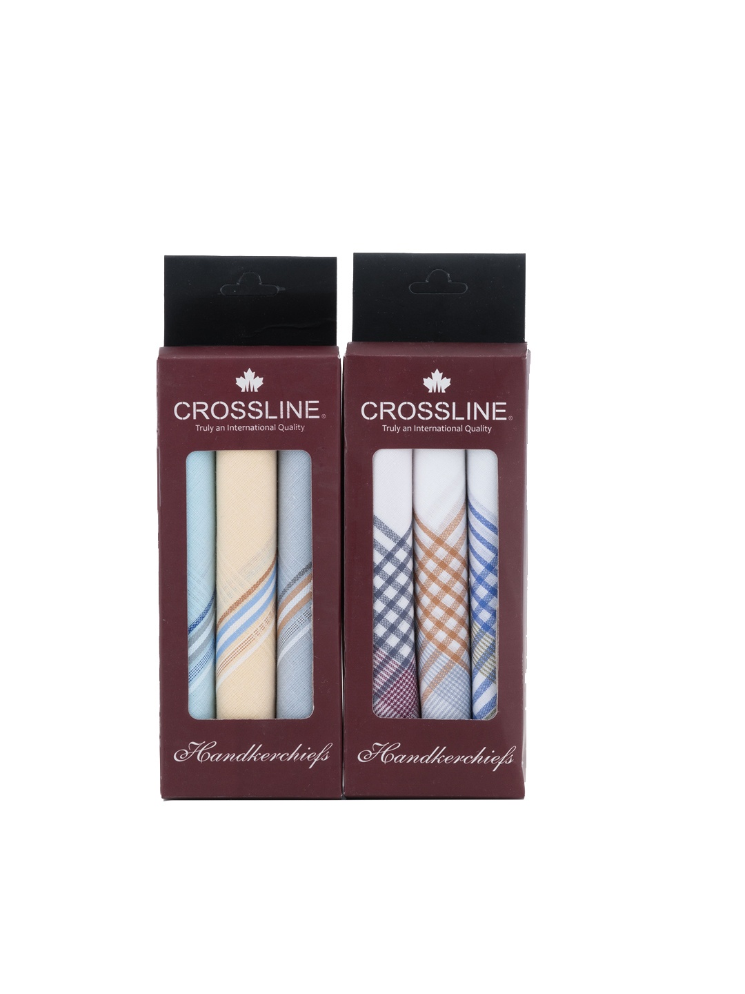 

CROSSLINE Pack Of 6 Striped Pure Cotton Handkerchief, Peach