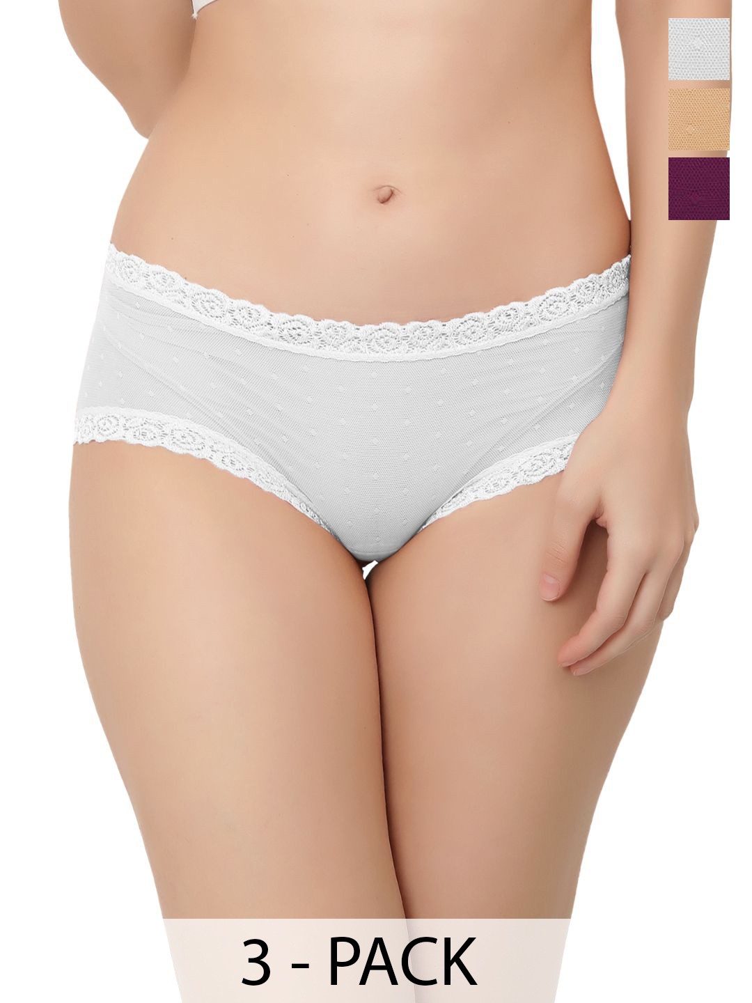

Bella Voste Pack Of 3 Women Hipster Briefs, White