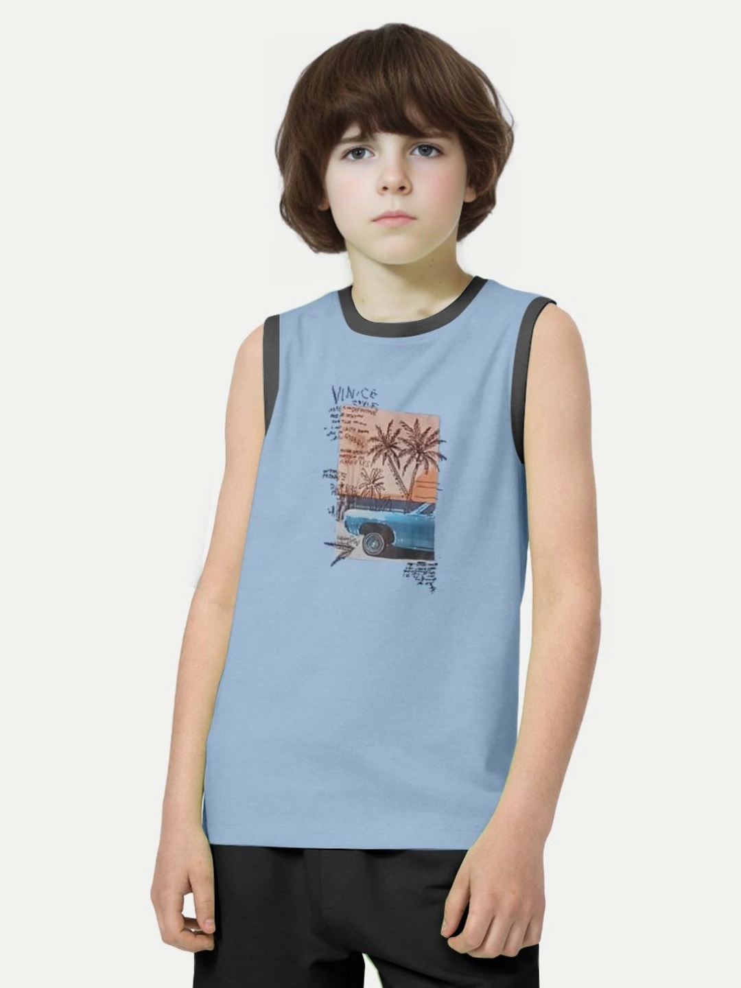 

BAESD Boys Floral Printed Round Neck T-shirt, Blue
