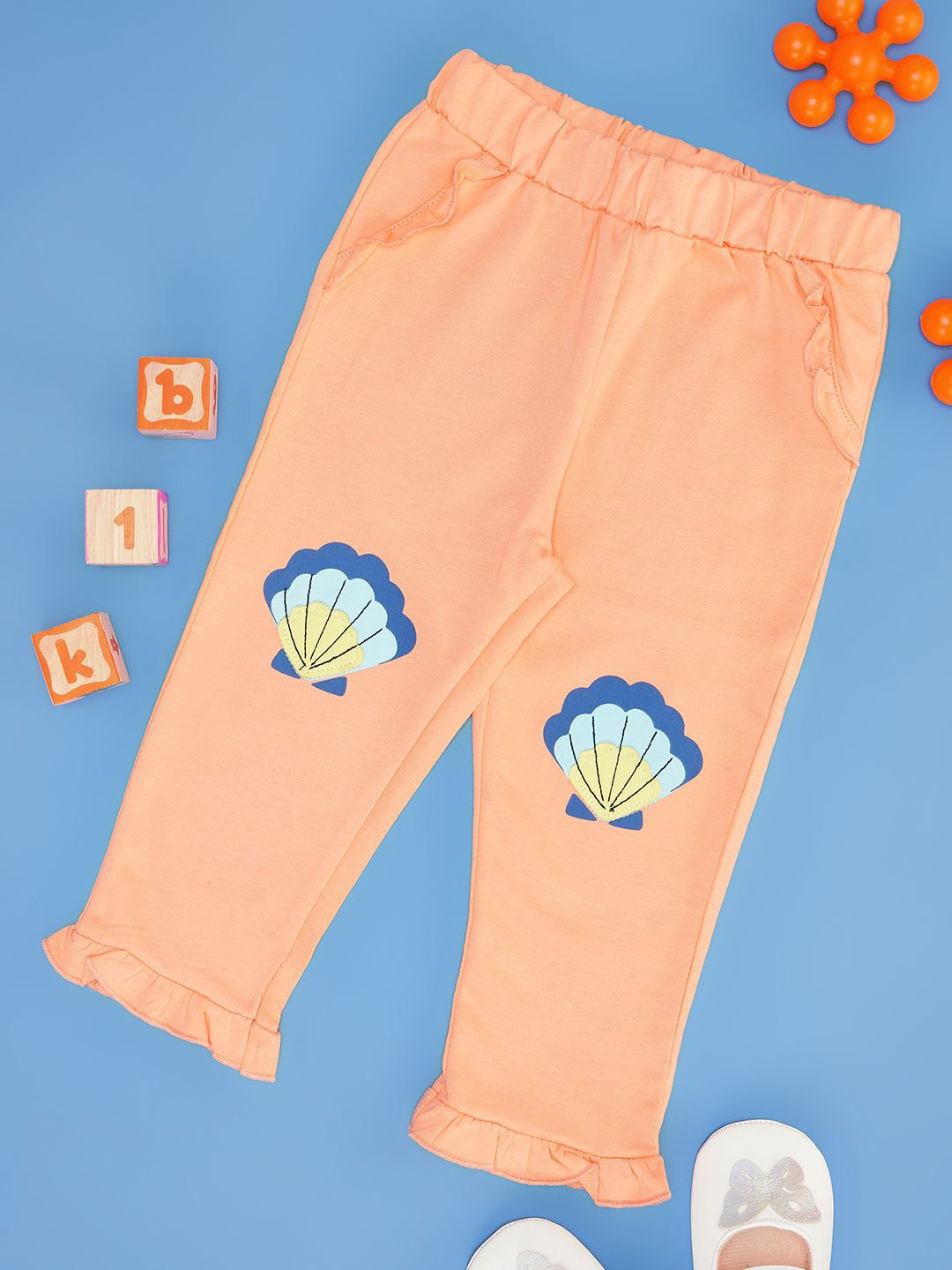 

Pantaloons Baby Infant Girls Pure Cotton Track Pants, Peach