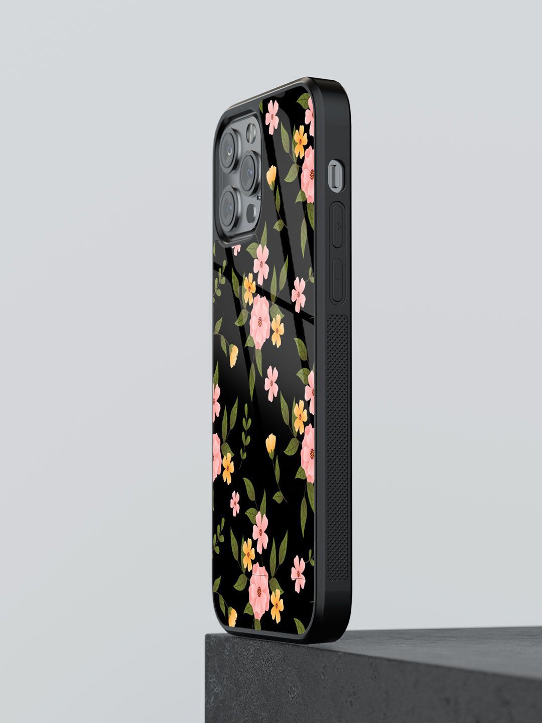 

macmerise Floral Printed iPhone 12 Pro Back Case Mobile Accessories, Black