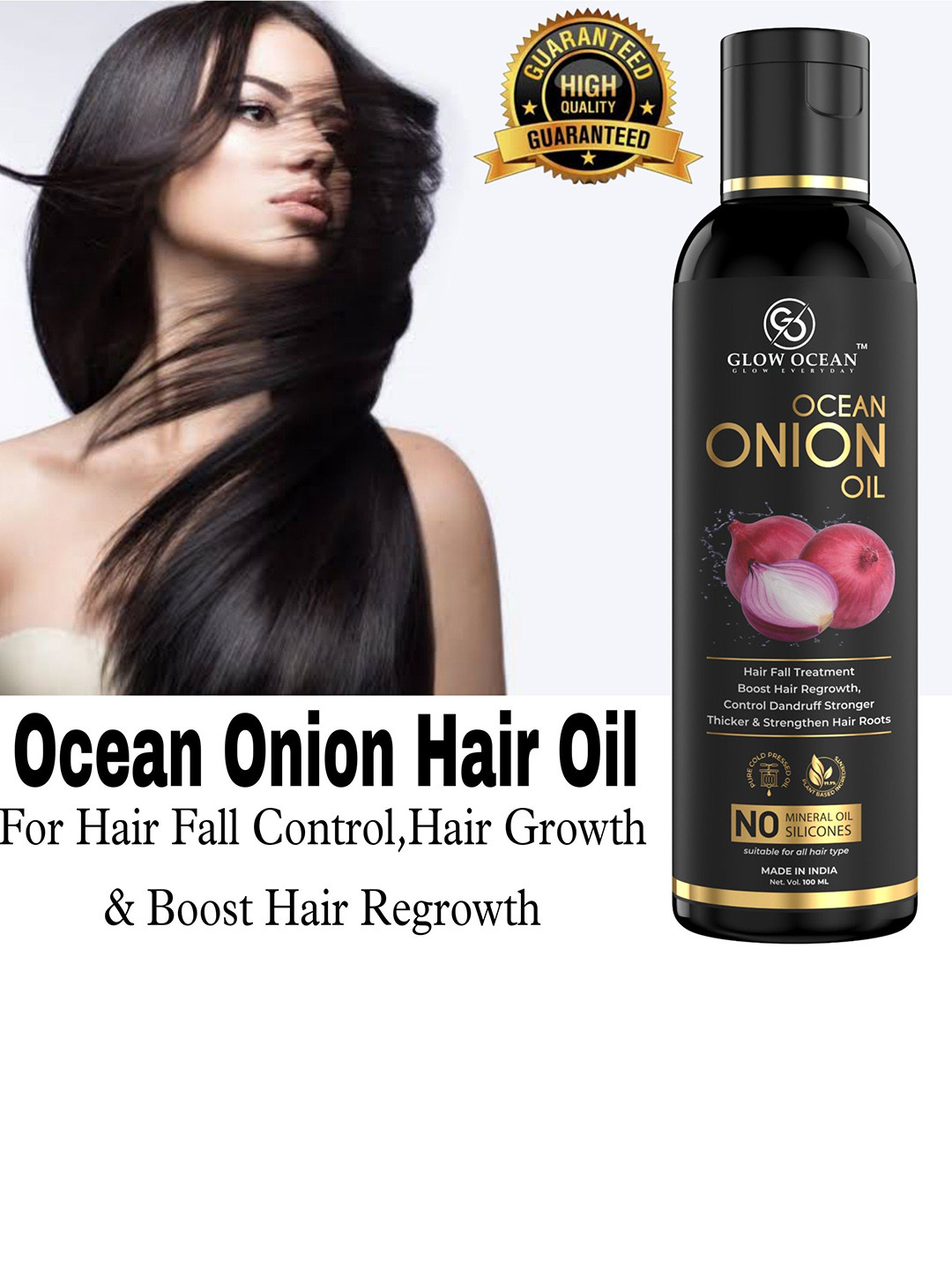 

Glowocean Glow Everyday Onion Hair Oil For Hair Growth & Hair Fall Control - 100ml, Transparent