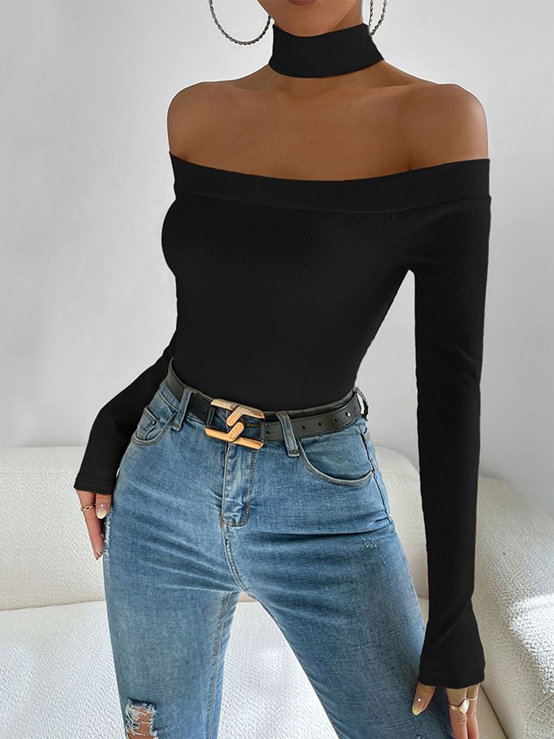 

StyleCast Off-Shoulder Bardot Top, Black