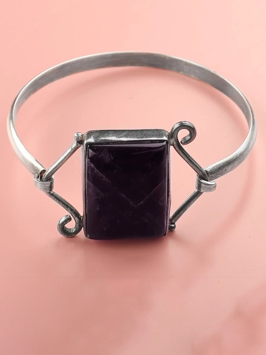 

Exotic India Amethyst Stone Rectangular Shape Sterling Silver Bracelet