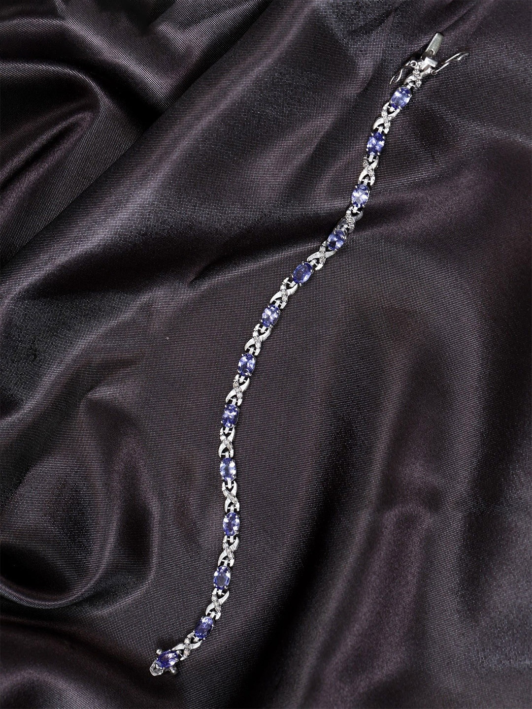 

Exotic India Sterling Silver-Plated Beautiful Tanzanite Link Bracelet