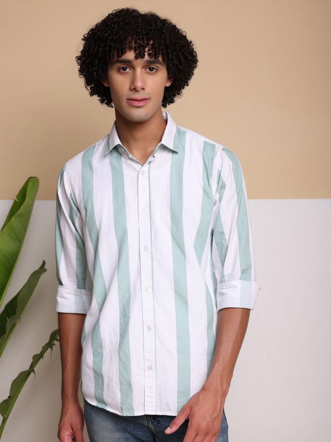 

FILO HEVIS Men Classic Opaque Striped Casual Shirt, Blue