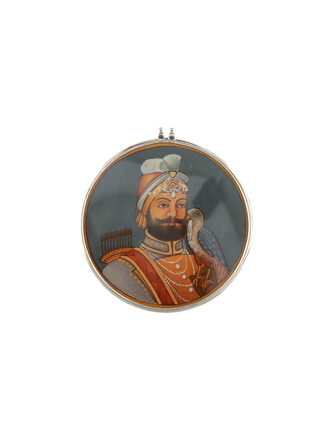 

Exotic India Sterling Silver-Plated Guru Gobind Singh Circular Pendant