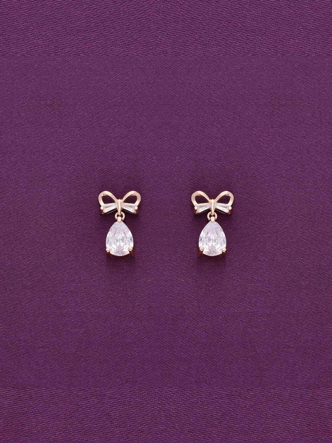 

KAI JEWEL Rose Gold Plated Cubic Zirconia Sterling Silver Drop Earrings