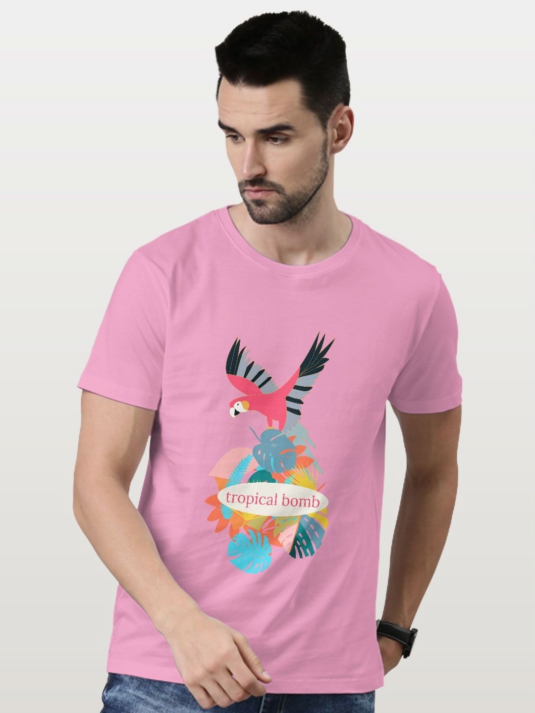 

macmerise Men Printed T-shirt, Pink