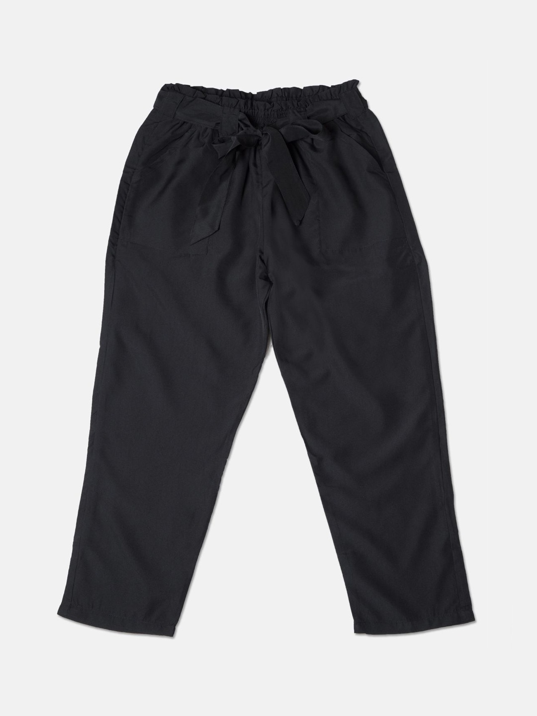

J Style Girls Regular Fit Mid-Rise Trousers, Black