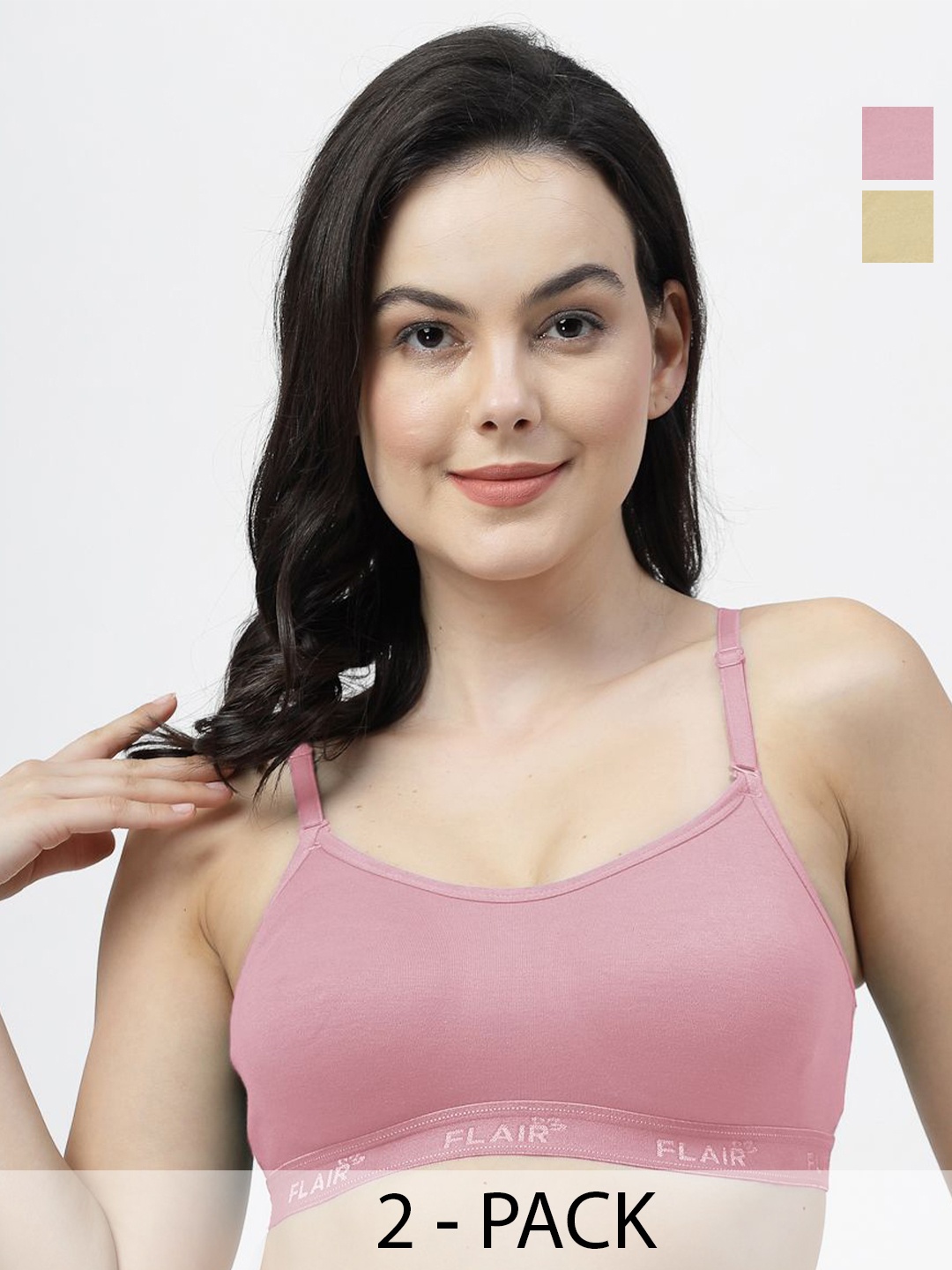 

SHYAM SONS FLAIR Pack Of 2 Full Coverage Seamless Non Padded Bra, Beige