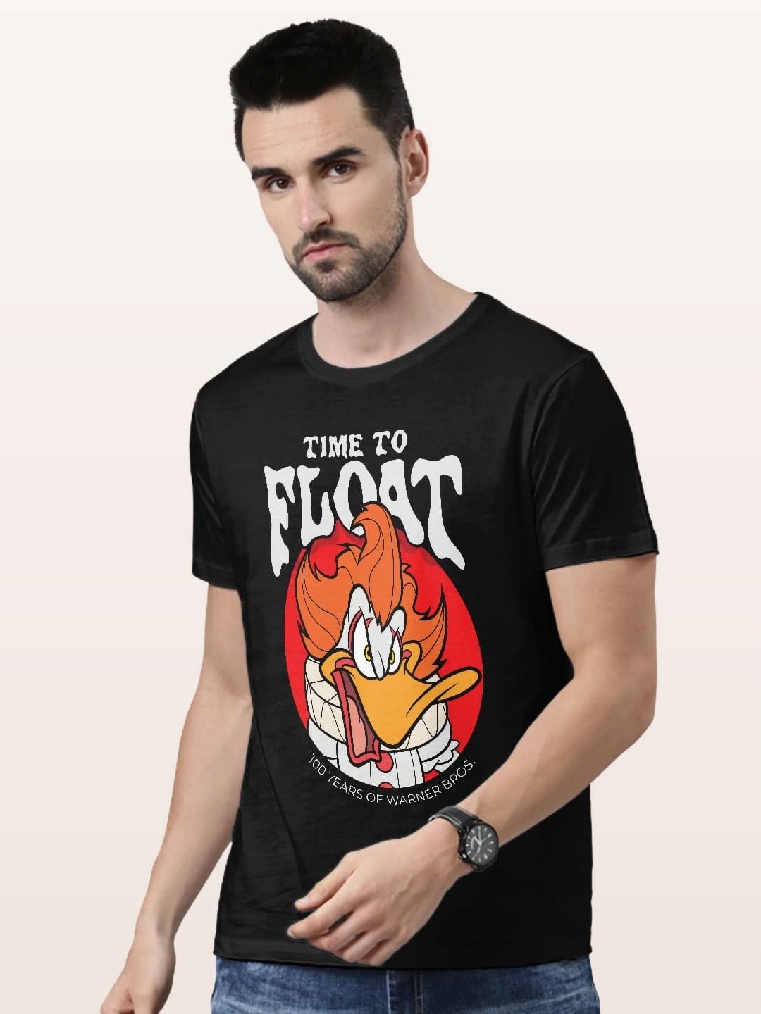 

macmerise Men Typography Printed Applique T-shirt, Black