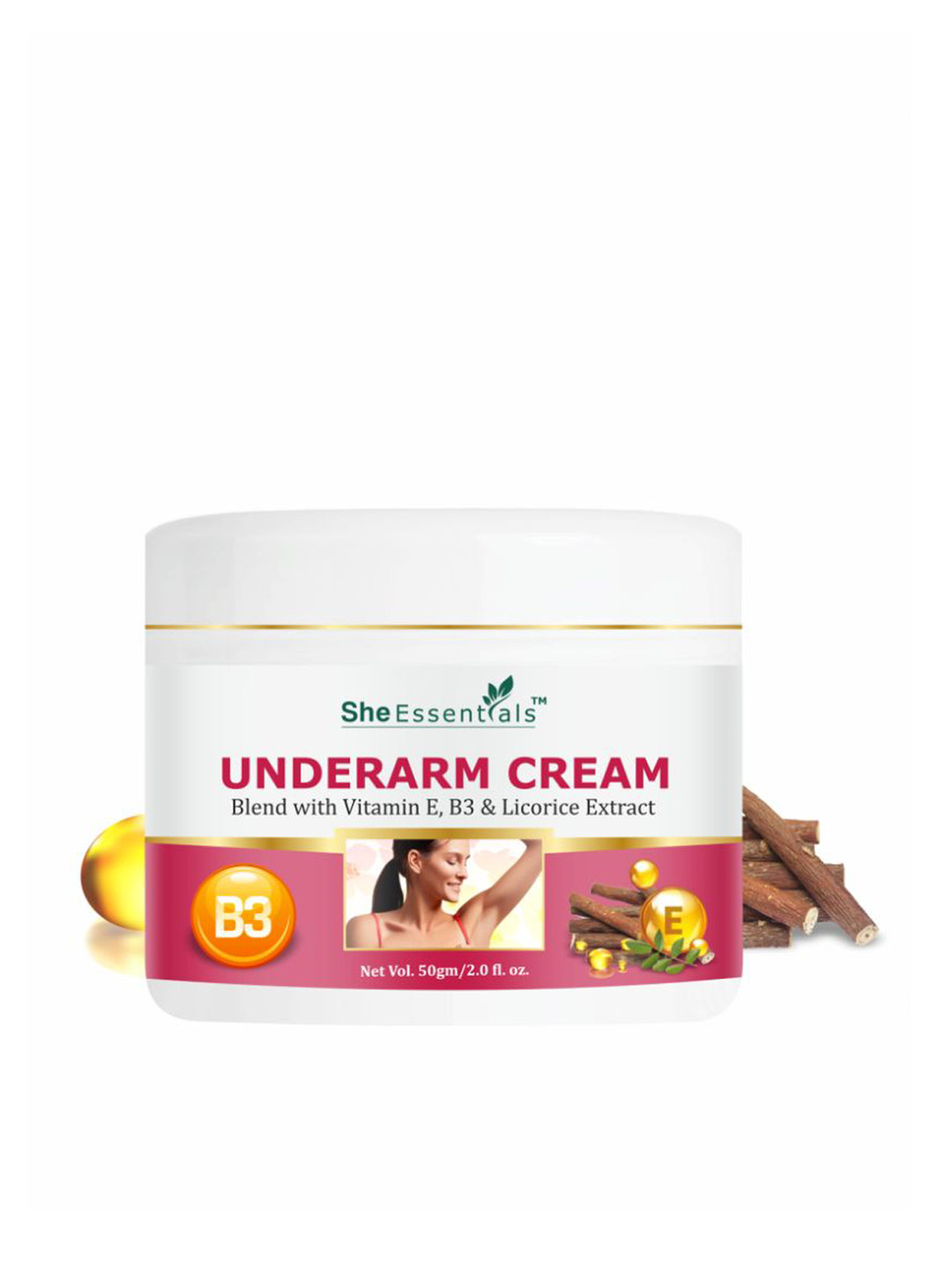 

She Essentials Underarm Whitening Cream - 50g, Transparent