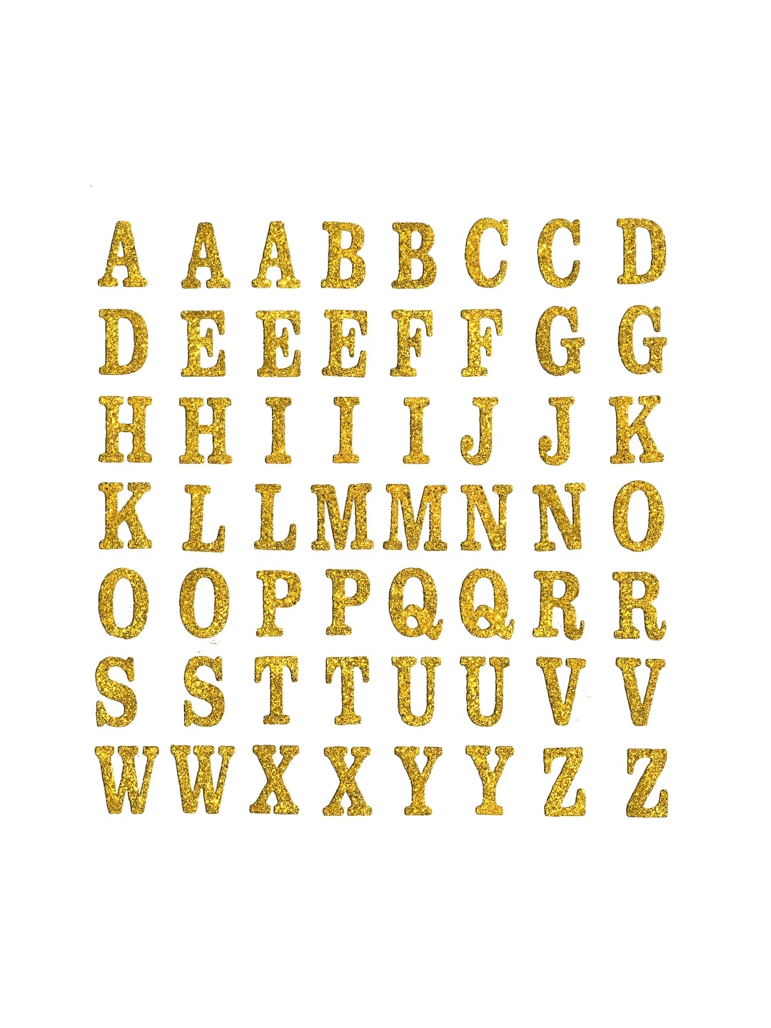 

Comet Busters Yellow & White Printed Self-Adhesive Uppercase Glitter Alphabet Stickers, Gold